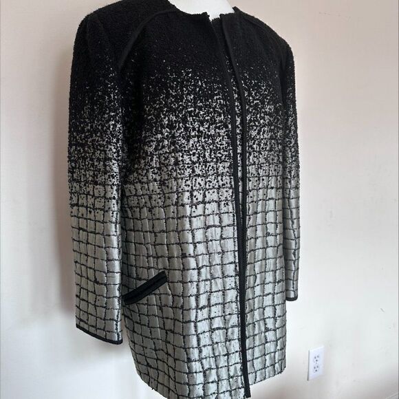Claude Patrick Paris jacket, EUC, black and silver, fitted, fully lined - Picture 1 of 16